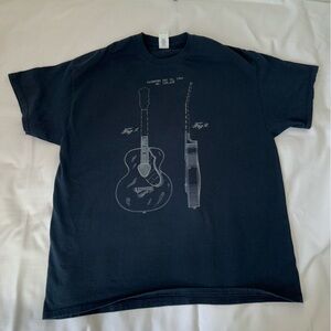 Men's Gildan Heavy Cotton Black XL Guitar Patent Sept.16,1941 Graphic T-Shirt